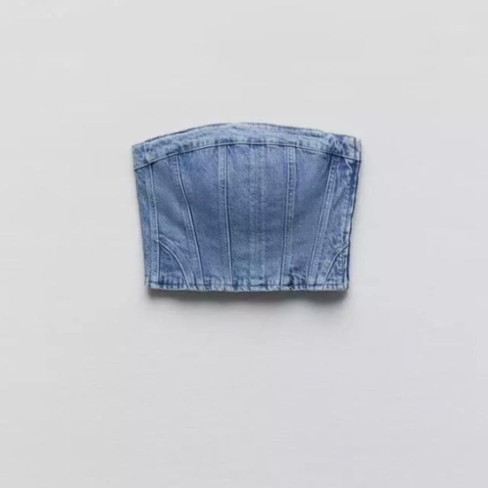 Rare Zara Denim Corset w/ Side Zip